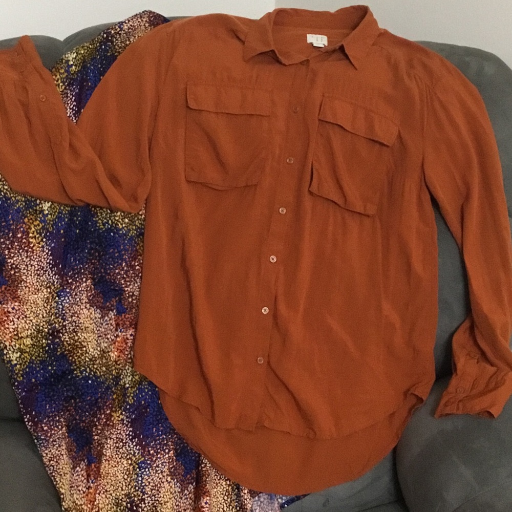 A NEW DAY Rust Button Blouse - Picture 2 of 5